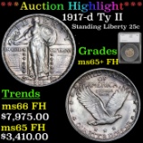 ***Auction Highlight*** 1917-d Ty II Standing Liberty Quarter 25c Graded ms65+ FH by SEGS (fc)