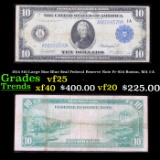 1914 $10 Large Size Blue Seal Federal Reserve Note Fr-934 Boston, MA 1-A Grades vf+