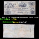 1855 $5 The Valley Bank of Maryland, Haxby 245-G6 Grades vf++