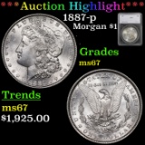 ***Auction Highlight*** 1887-p Morgan Dollar $1 Graded ms67 by SEGS (fc)