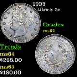 1905 Liberty Nickel 5c Grades Choice Unc