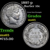 1897-p Barber Dime 10c Grades GEM Unc