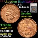***Auction Highlight*** 1891 Indian Cent 1c Graded ms64+ RD by SEGS (fc)