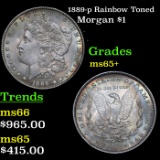 1889-p Rainbow Toned Morgan Dollar $1 grades Gem+ Unc