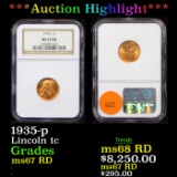 ***Auction Highlight*** NGC 1935-p Lincoln Cent 1c Graded ms67 RD by NGC (fc)