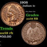 1908 Indian Cent 1c Grades Choice AU/BU Slider RB