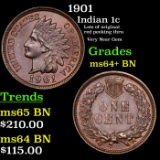 1901 Indian Cent 1c Grades Choice+ Unc BN