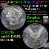 ***Auction Highlight*** 1887-p Morgan $1 'Alligator Eye' Top 100 TOP POP ms65 dmpl by SEGS (fc)