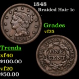 1848 Braided Hair Large Cent 1c Grades vf++