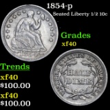 1854-p Seated Liberty Half Dime 1/2 10c Grades xf