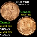 1909 VDB Lincoln Cent 1c Grades Gem+ Unc RB