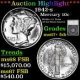 ***Auction Highlight*** 1942-s Mercury Dime 10c Graded ms67+ fsb by SEGS (fc)