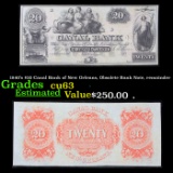 1840's $20 Canal Bank of New Orleans, Obsolete Bank Note, remainder Grades Select CU