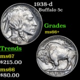 1938-d Buffalo Nickel 5c Grades GEM++ Unc