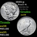 1935-p Peace Dollar $1 Grades Choice AU/BU Slider