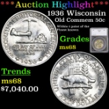 ***Auction Highlight*** 1936 Wisconsin Old Commem Half Dollar 50c Graded ms68 by SEGS (fc)