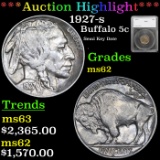 ***Auction Highlight*** 1927-s Buffalo Nickel 5c Graded ms62 by SEGS (fc)