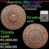 ***Auction Highlight*** 1783 Nova Constellatio Colonial Pointed rays, Small US 1c Graded au55 by SEG
