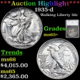 ***Auction Highlight*** 1935-d Walking Liberty Half Dollar 50c Graded ms65+ by SEGS (fc)