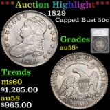 ***Auction Highlight*** 1829 Capped Bust Half Dollar 50c Graded au58+ by SEGS (fc)