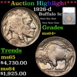 ***Auction Highlight*** 1926-d Buffalo Nickel 5c Graded ms64+ by SEGS (fc)