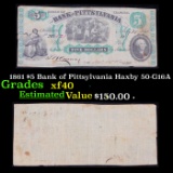 1861 $5 Bank of Pittsylvania Haxby 50-G16A Grades xf