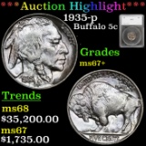 ***Auction Highlight*** 1935-p Buffalo Nickel 5c Graded ms67+ by SEGS (fc)