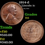 1914-d Lincoln Cent 1c Grades f+