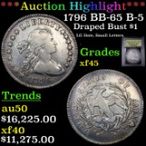 ***Auction Highlight*** 1796 Draped Bust Dollar BB-65 B-5 $1 Graded xf+ by USCG (fc)