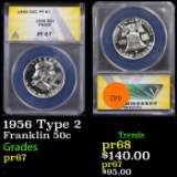 Proof ANACS 1956 Type 2 Franklin Half Dollar 50c Graded pr67 by ANACS