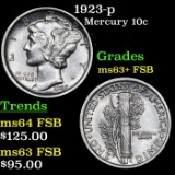 1923-p Mercury Dime 10c Grades Select Unc+ FSB