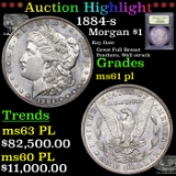 ***Auction Highlight*** 1884-s Morgan Dollar $1 Graded Unc+ PL by USCG (fc)