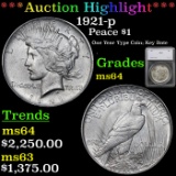 ***Auction Highlight*** 1921-p Peace Dollar $1 Graded ms64 by SEGS (fc)