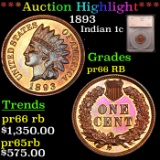 Proof ***Auction Highlight*** 1893 Indian Cent 1c Graded pr66 RB by SEGS (fc)