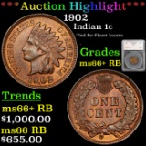 ***Auction Highlight*** 1902 Indian Cent 1c Graded ms66+ RB by SEGS (fc)