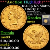 ***Auction Highlight*** 1849-p Gold Liberty Eagle No Motto $10 Graded Select Unc by USCG (fc)