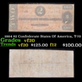 1864 $2 Confederate States Of America, T-70 Grades vf, very fine