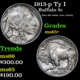 1913-p Ty I Buffalo Nickel 5c Grades GEM+ Unc