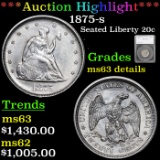 ***Auction Highlight*** 1875-s Twenty Cent Piece 20c Graded ms63 details by SEGS (fc)
