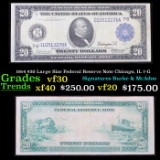1914 $20 Large Size Federal Reserve Note Chicago, IL 7-G Grades vf++