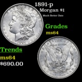 1891-p Morgan Dollar $1 Graded ms64 choice unc