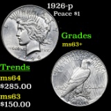 1926-p Peace Dollar $1 Grades Select+ Unc