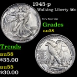 1945-p Walking Liberty Half Dollar 50c Grades Choice AU/BU Slider