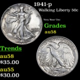 1941-p Walking Liberty Half Dollar 50c Grades Choice AU/BU Slider
