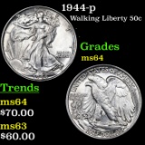 1944-p Walking Liberty Half Dollar 50c Grades Choice Unc