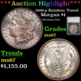 ***Auction Highlight*** 1886-p Morgan Dollar Rainbow Toned $1 Graded ms67 by SEGS (fc)