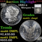 ***Auction Highlight*** 1881-s Morgan Dollar $1 Graded ms65+ dmpl by SEGS (fc)