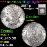 ***Auction Highlight*** 1887-p Morgan Dollar $1 Graded ms66+ by SEGS (fc)