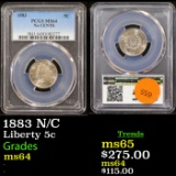 PCGS 1883 N/C Liberty Nickel 5c Graded ms64 by PCGS