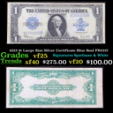 1923 $1 Large Size Silver Certificate Blue Seal FR#237 Grades vf+